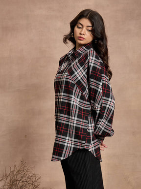 Black & White Checked Oversized Shirt-SASSAFRAS