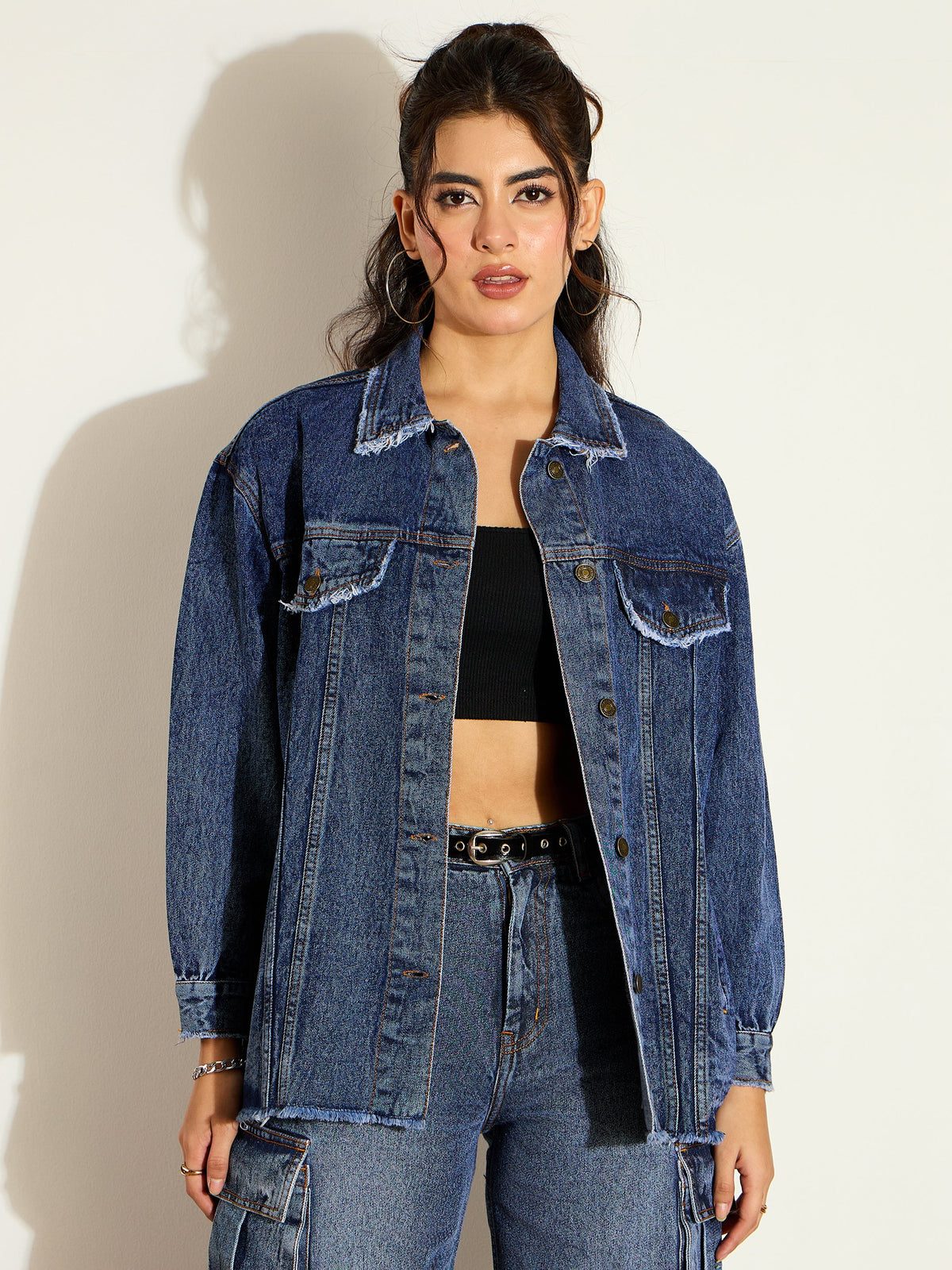 Blue Blast Denim Shacket-SASSAFRAS