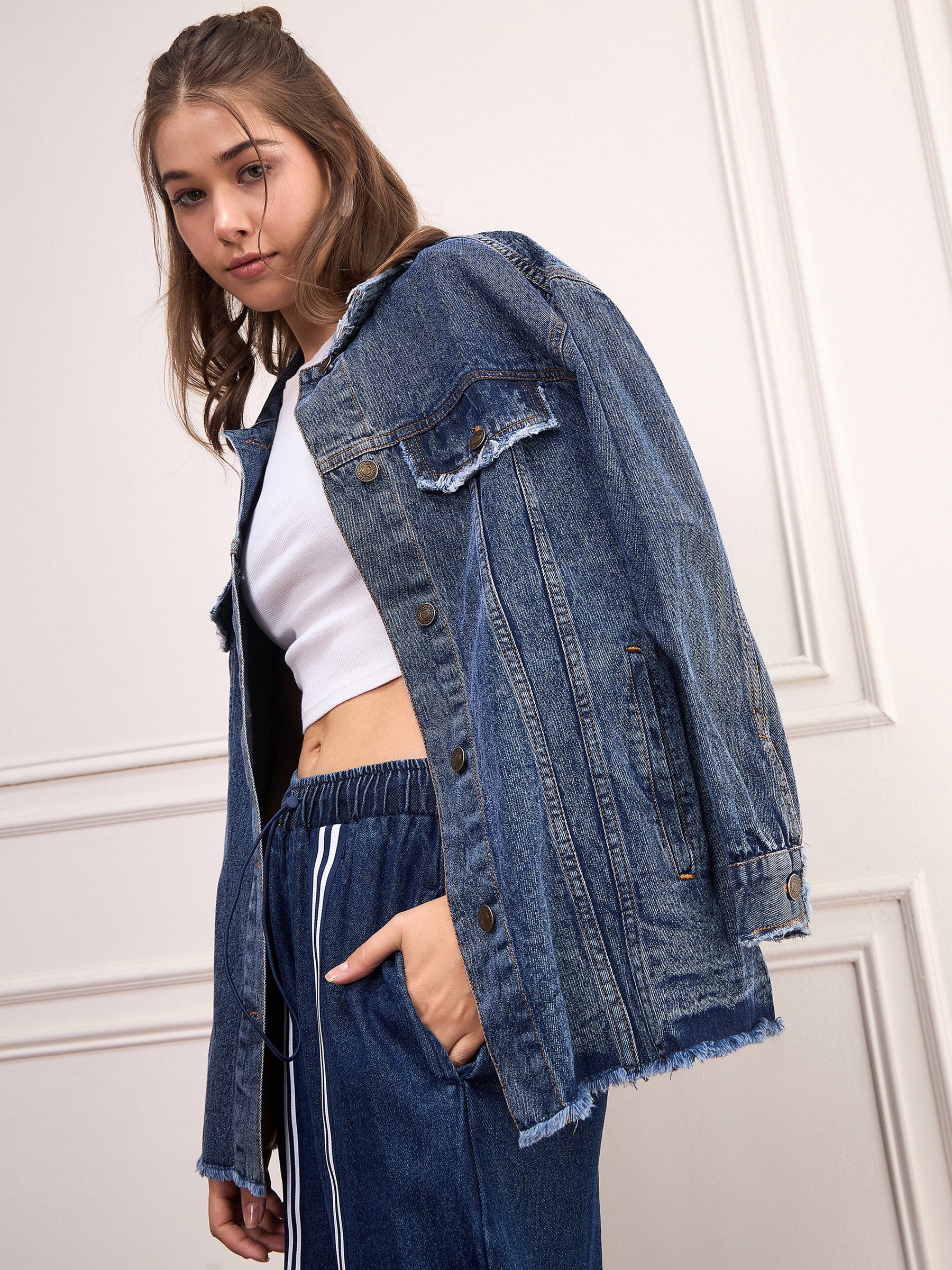 Blue Blast Denim Shacket-SASSAFRAS