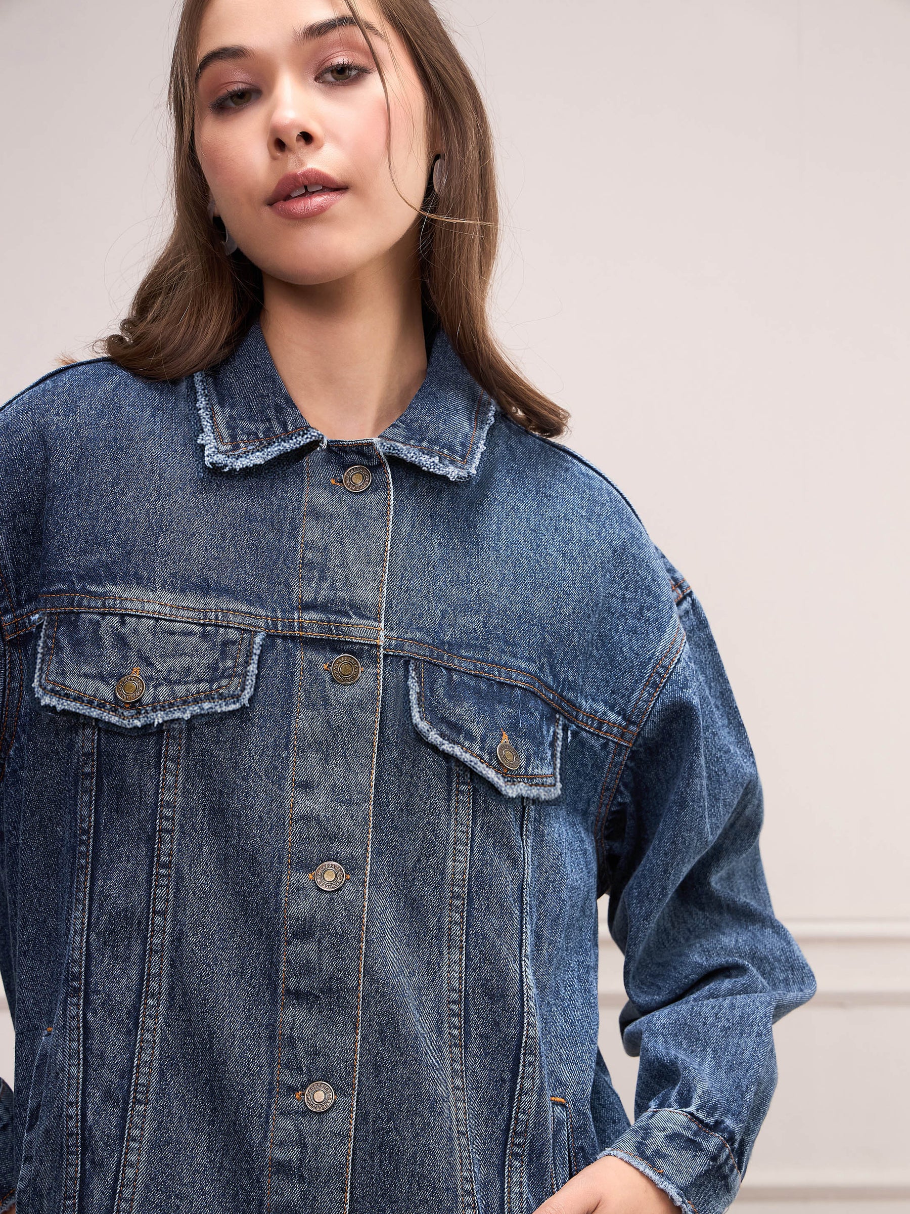Women Blue Blast Denim Shacket