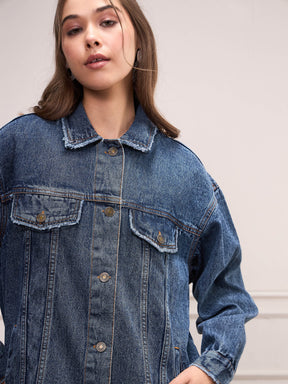 Women Blue Blast Denim Shacket