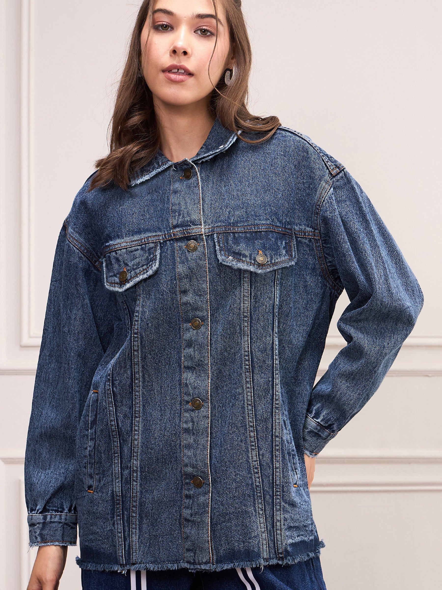 Women Blue Blast Denim Shacket