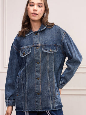 Women Blue Blast Denim Shacket