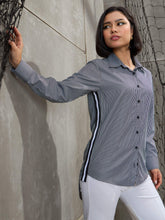 Black & White Striped Side Tape Shirt-SASSAFRAS