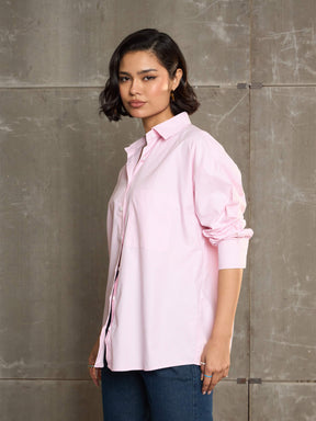 Pink & White Striped Oversized Shirt -SASSAFRAS