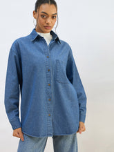Women Blue Blast Denim Oversized Shirt