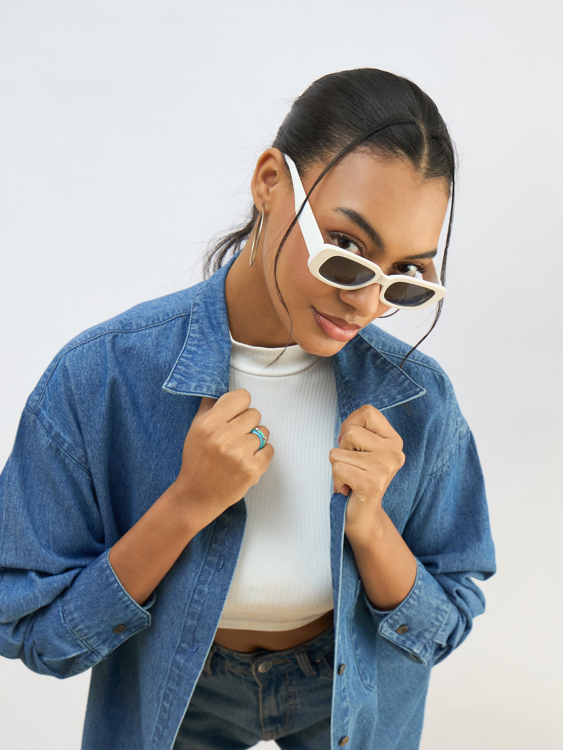 Women Blue Blast Denim Oversized Shirt