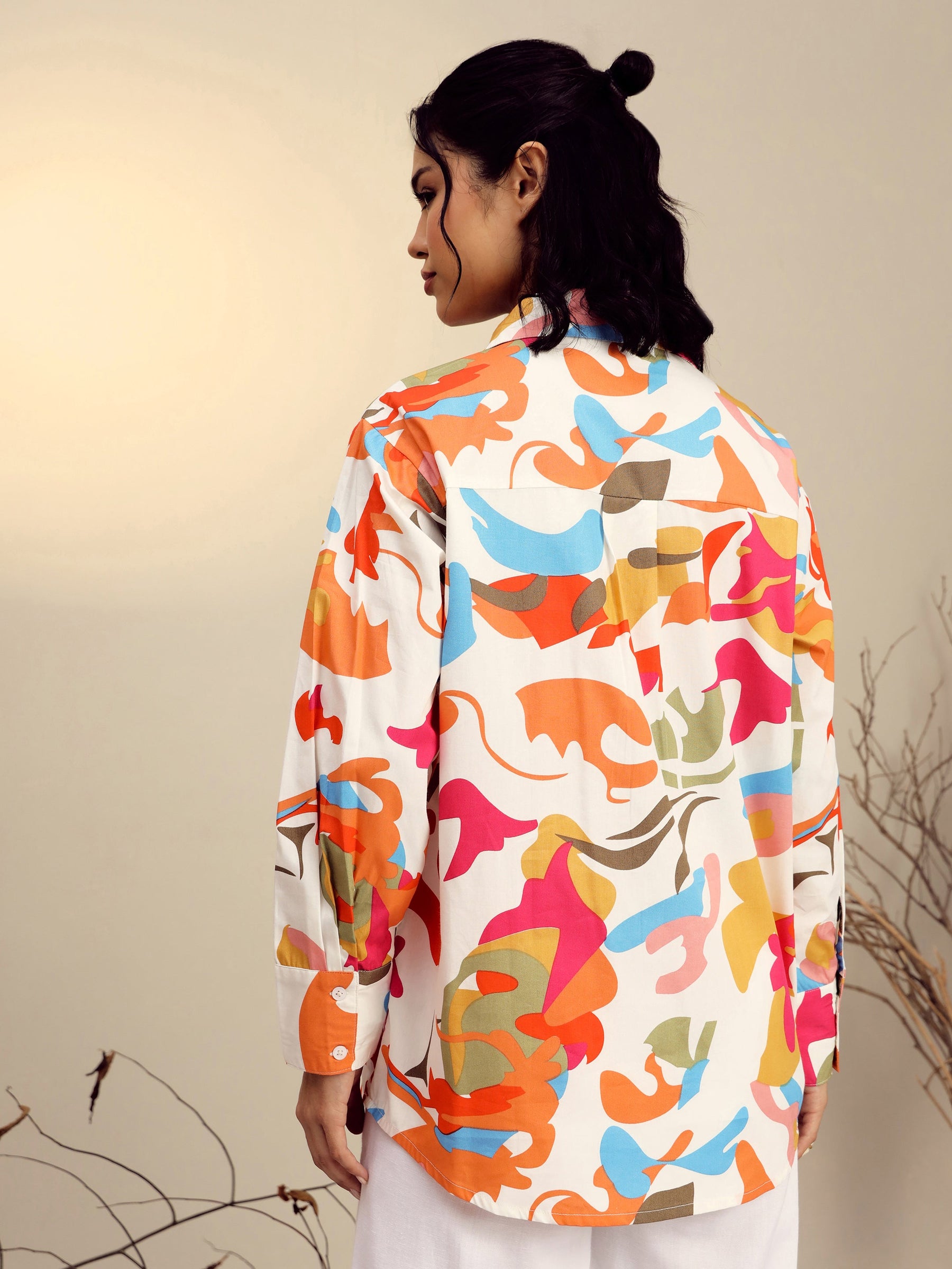 Pink Poplin Abstract Print Regular Shirt -Pink Paprika By SASSAFRAS