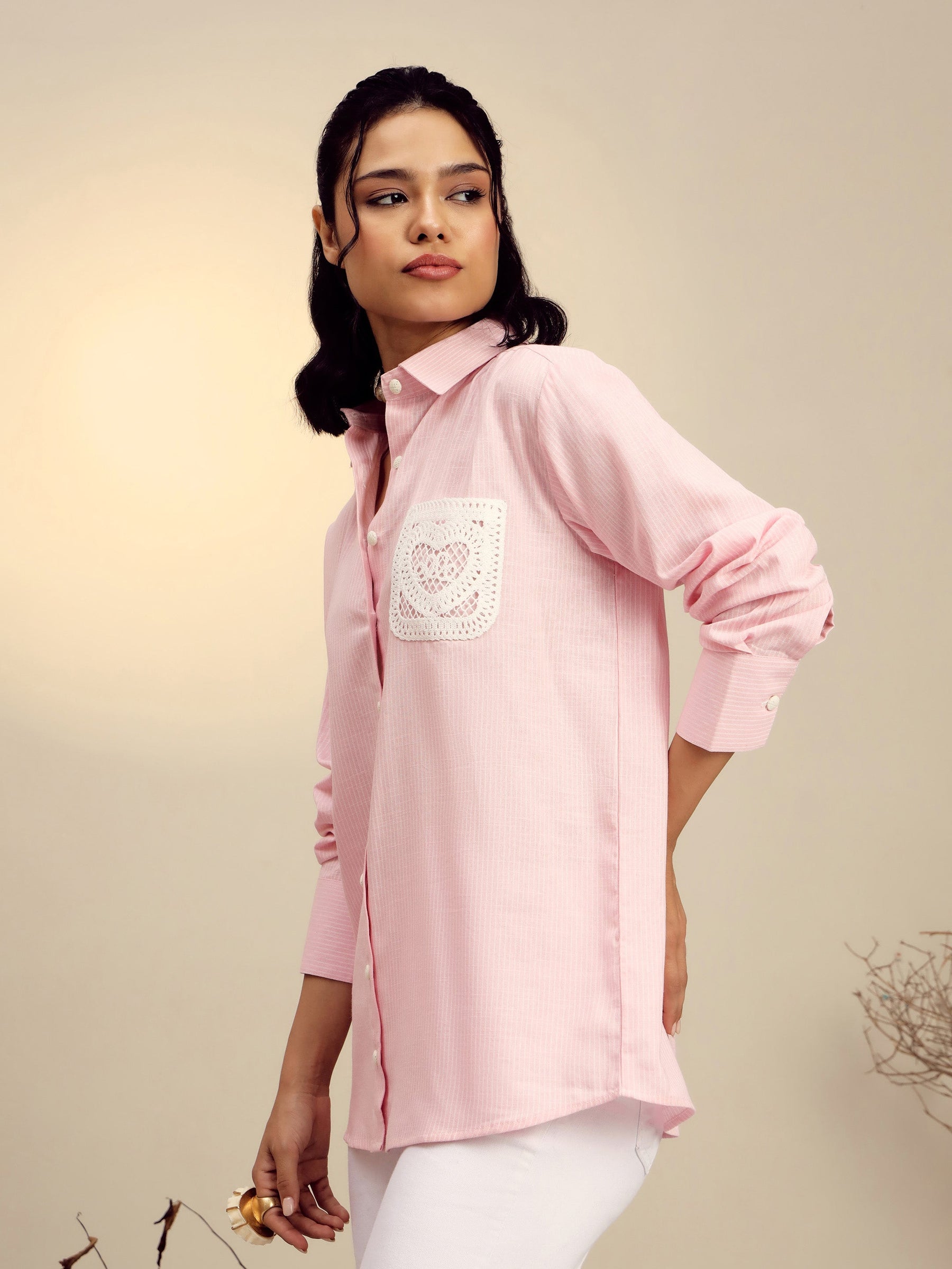Pink Striped Regular Shirt -Pink Paprika By SASSAFRAS