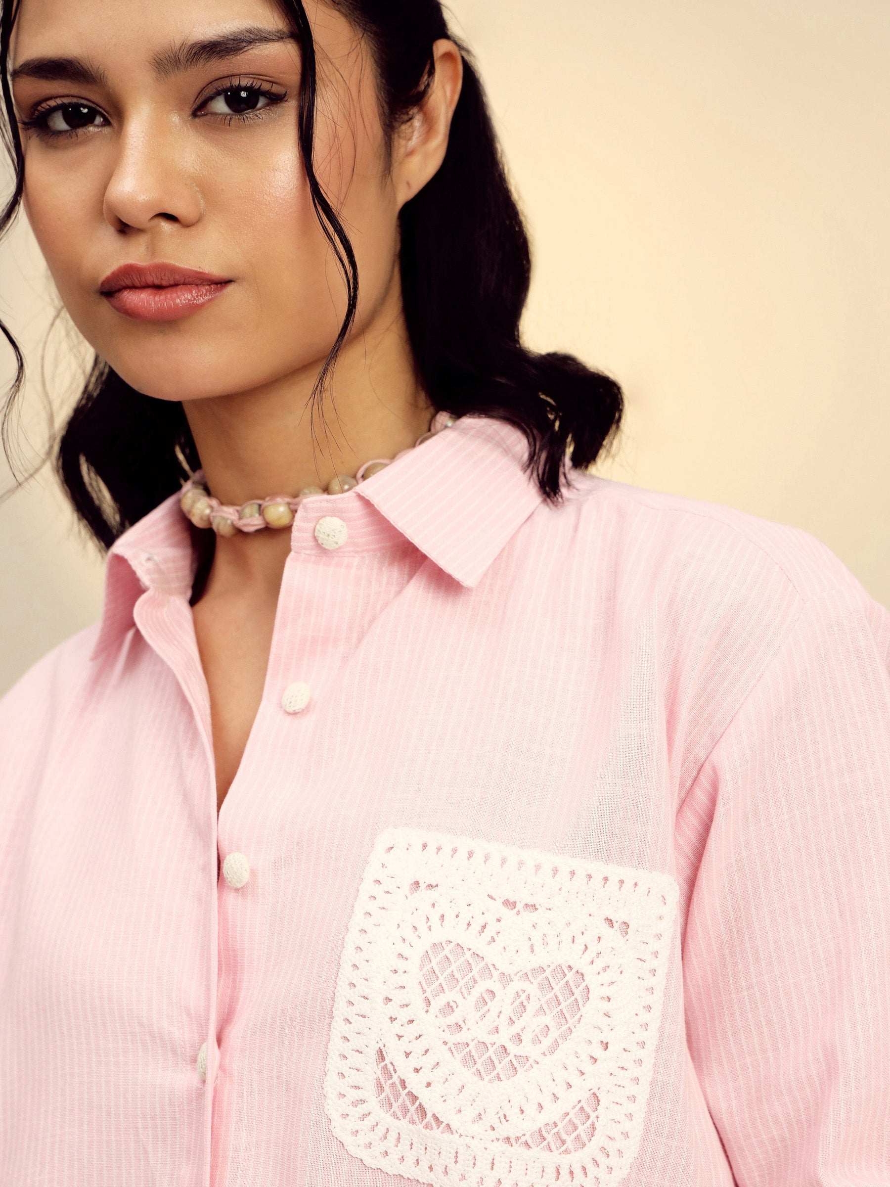 Pink Striped Regular Shirt -Pink Paprika By SASSAFRAS