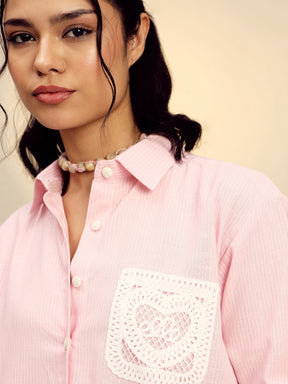 Pink Striped Regular Shirt -Pink Paprika By SASSAFRAS