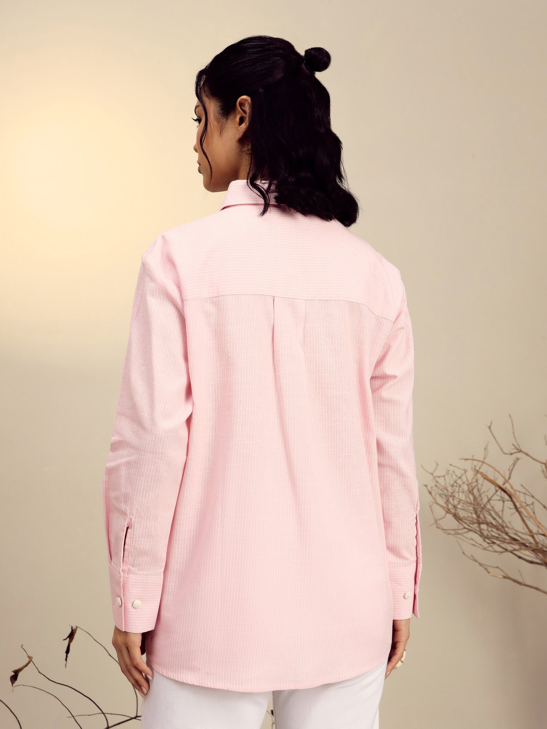 Pink Striped Regular Shirt -Pink Paprika By SASSAFRAS