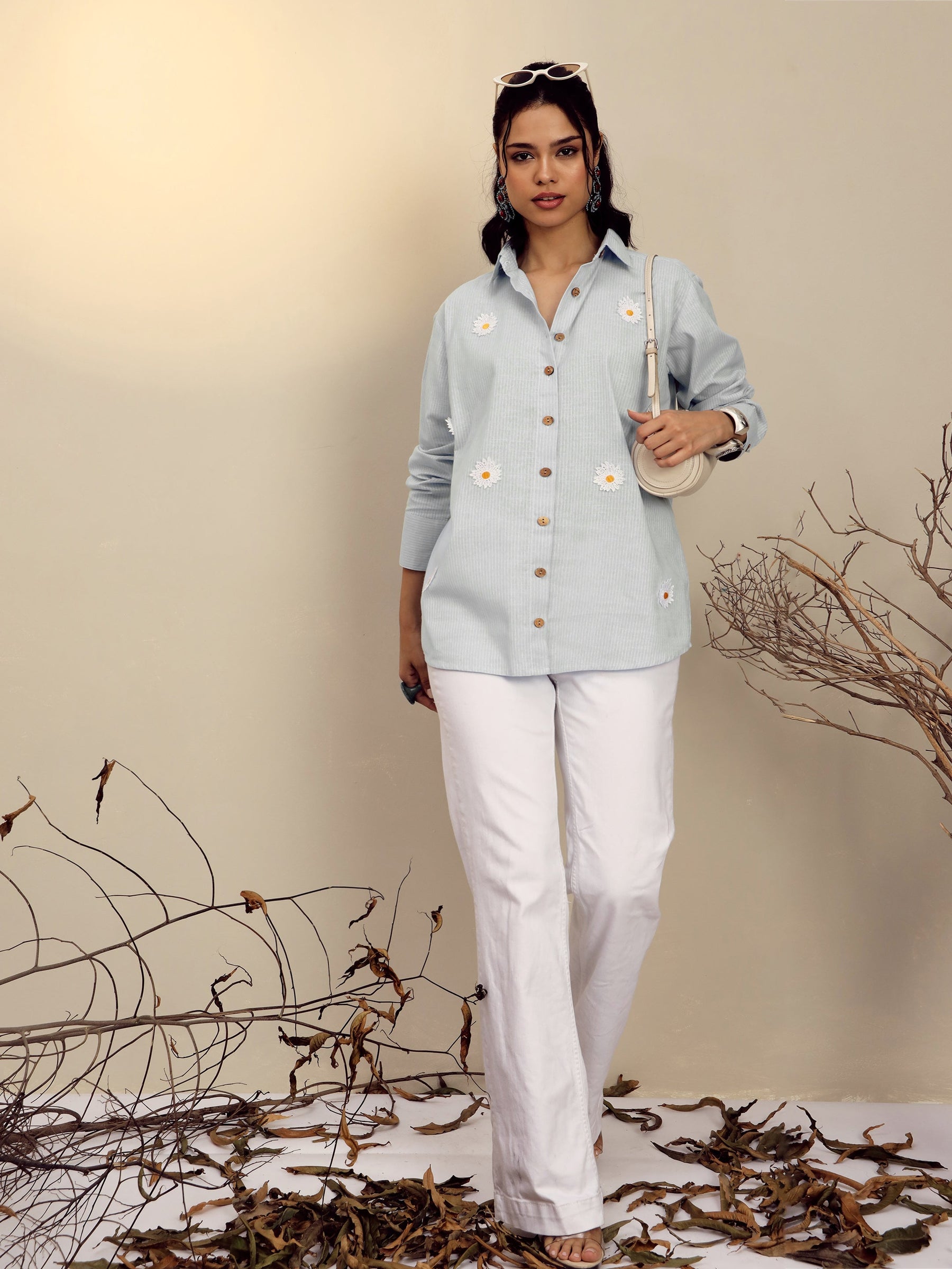 Grey Striped Regular Shirt -Pink Paprika By SASSAFRAS