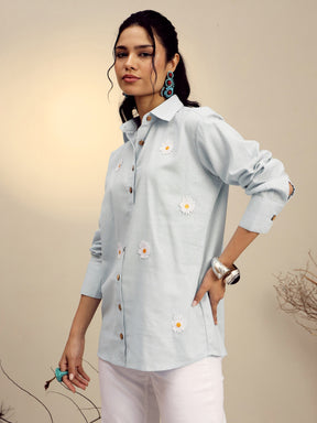Grey Striped Regular Shirt -Pink Paprika By SASSAFRAS