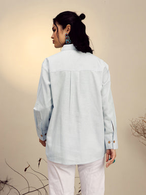 Grey Striped Regular Shirt -Pink Paprika By SASSAFRAS
