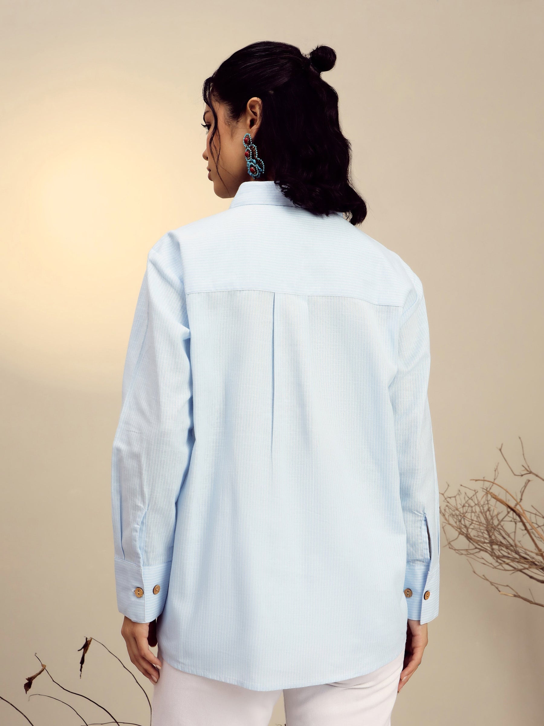 Blue Striped Regular Shirt -Pink Paprika By SASSAFRAS