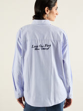 Blue & White Printed Back Relax Shirt-SASSAFRAS