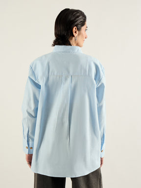 Blue & White Penny Stripes Oversized Shirt -SASSAFRAS