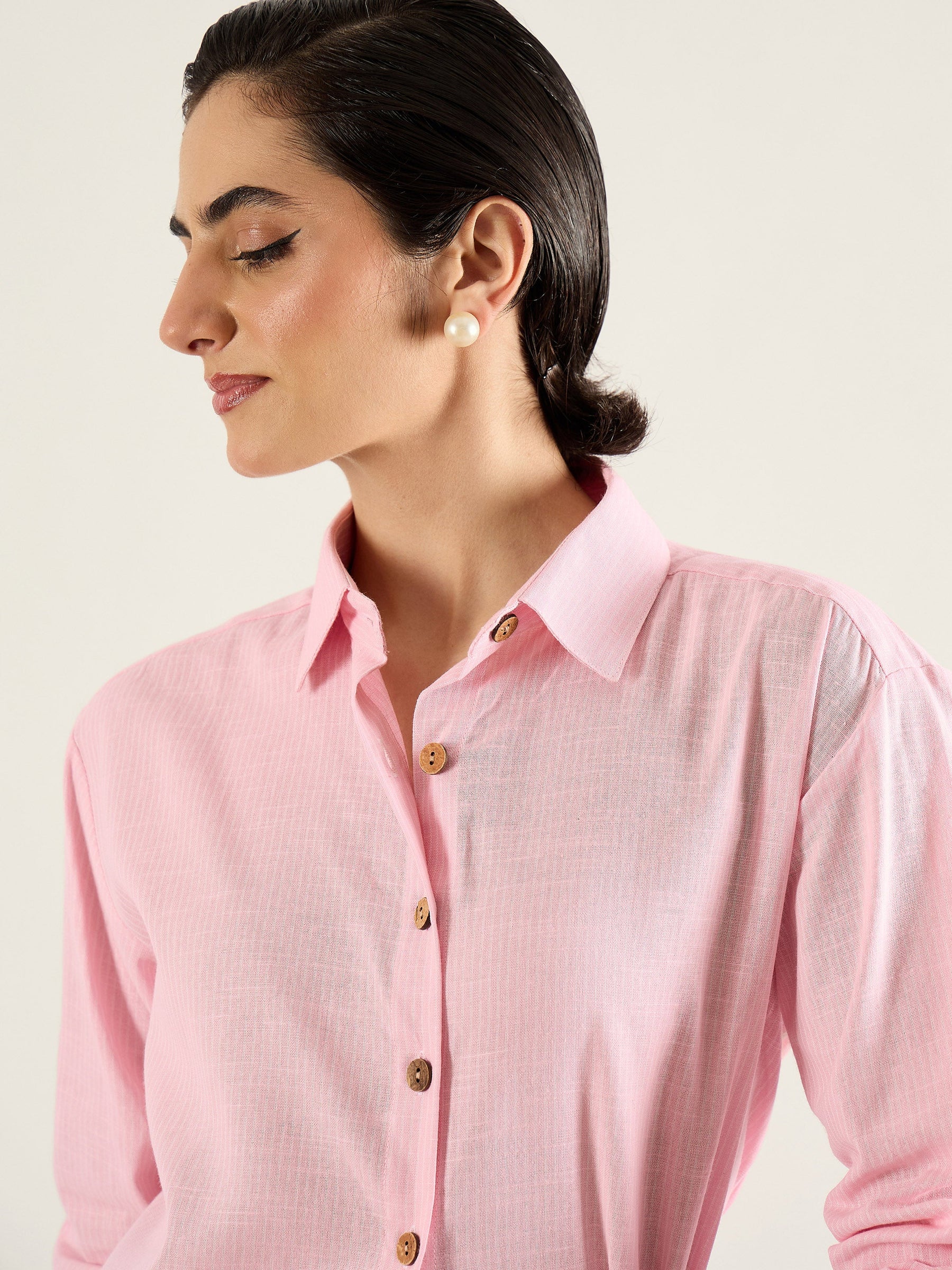 Pink & White Penny Stripe Oversized Shirt -SASSAFRAS