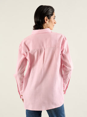 Pink & White Penny Stripe Oversized Shirt -SASSAFRAS