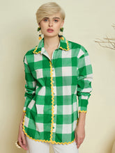Green Big Check Ric Rac Regular Shirt-Pink Paprika By SASSAFRAS