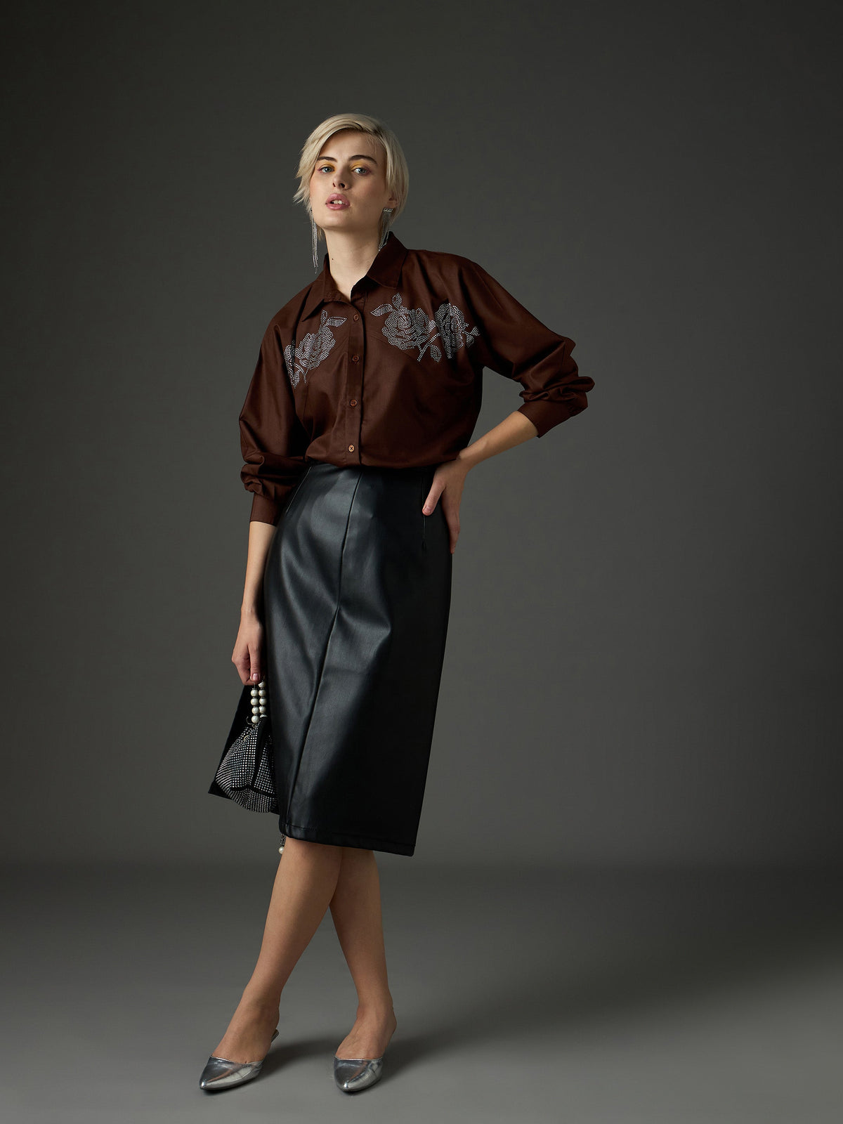 Coffee Brown Shoulder Patch Regular Shirt -SASSAFRAS