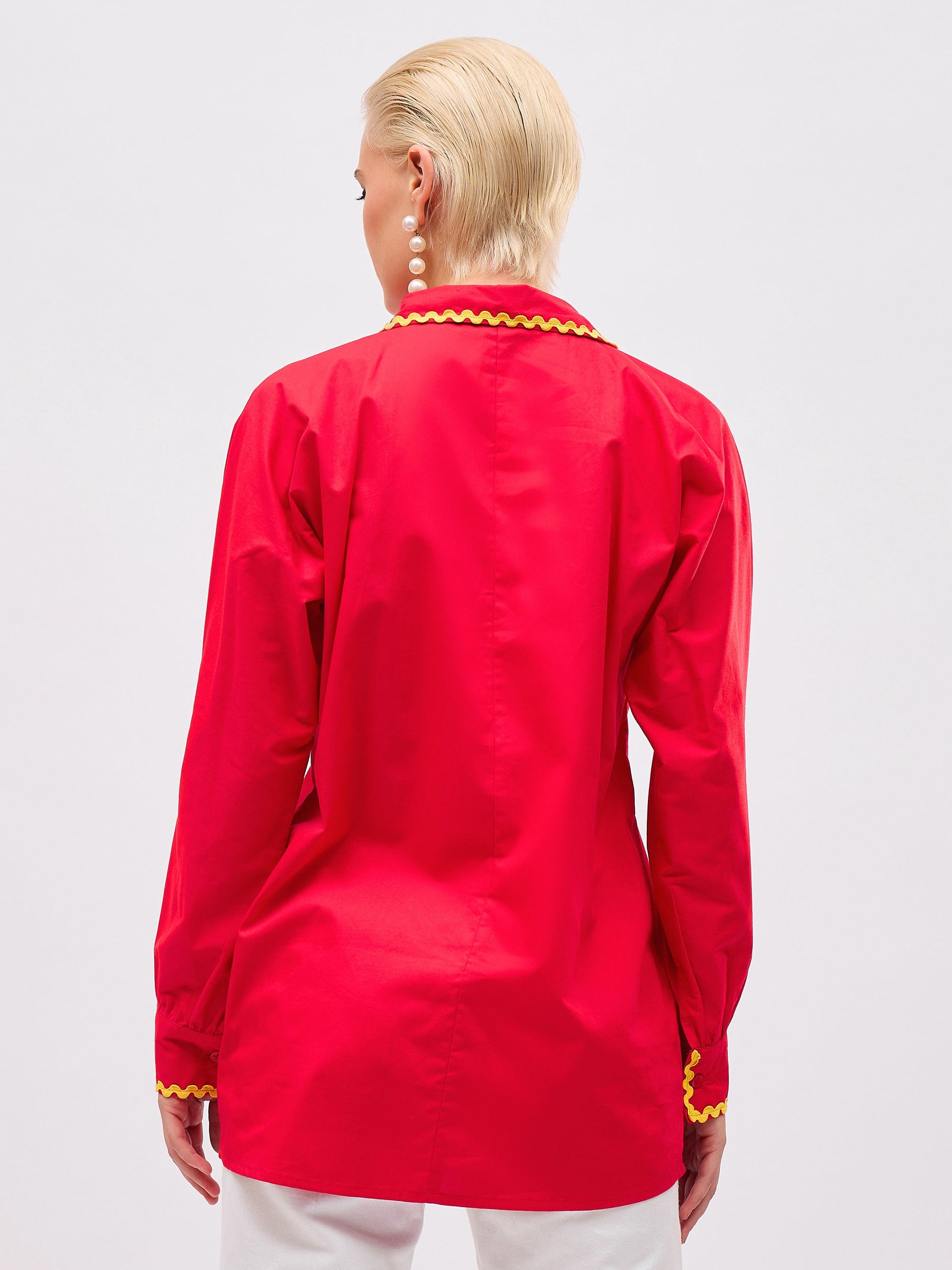 Red Ric Rac Lace Regular Fit Shirt -SASSAFRAS
