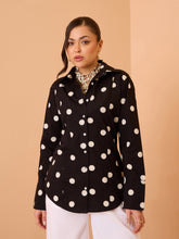 Black & White Big Polka Slim Fit Shirt-Pink Paprika By SASSAFRAS