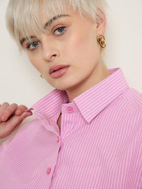 Pink Stripes Crop Shirt-SASSAFRAS BASICS
