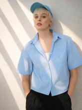 Blue Stripes Crop Shirt-SASSAFRAS BASICS