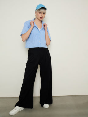 Blue Stripes Crop Shirt-SASSAFRAS BASICS