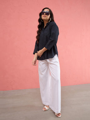 Black Schiffli Regular Shirt-SASSAFRAS