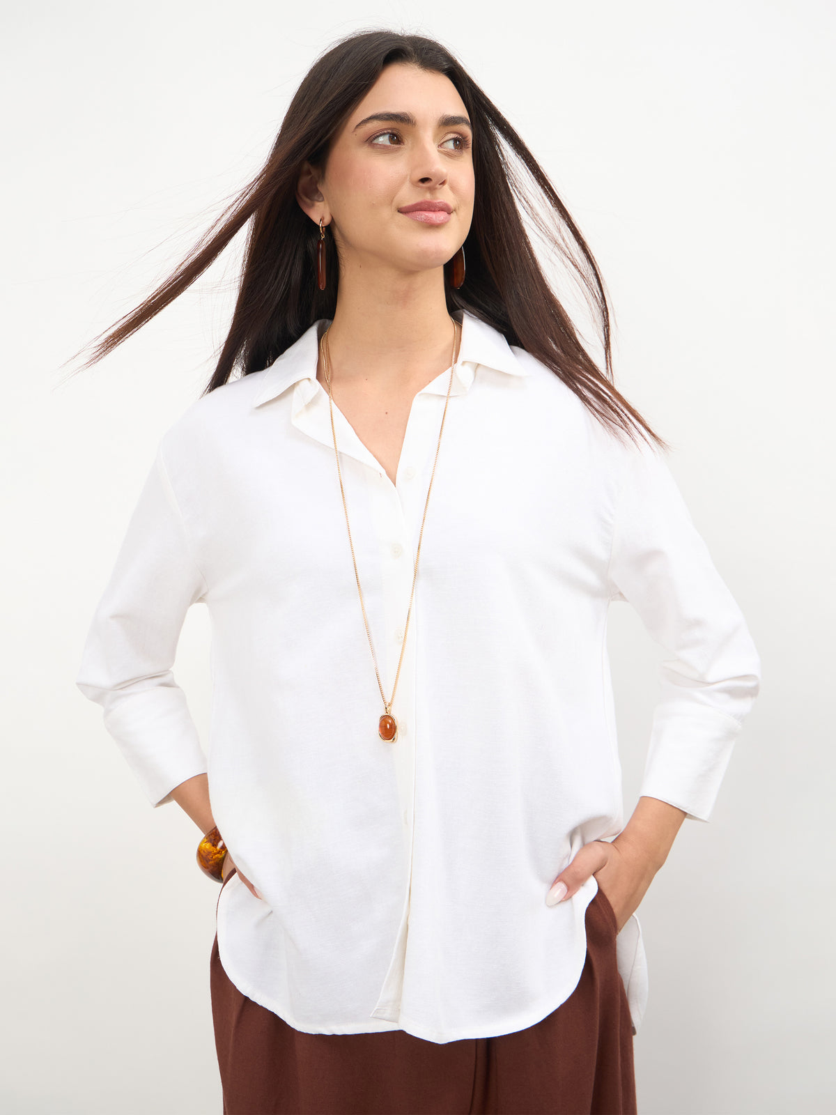 White Linen High-Low Oversize Shirt-SASSAFRAS