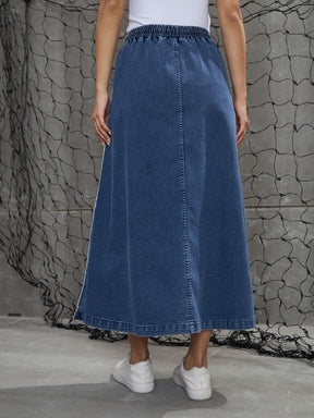 Blue Blast Contrast Tape Maxi Skirt-SASSAFRAS