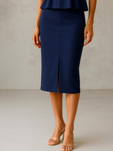 Blue Front Slit Skirt-SASSAFRAS worklyf