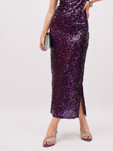 Purple Sequin Pencil Skirt-SASSAFRAS