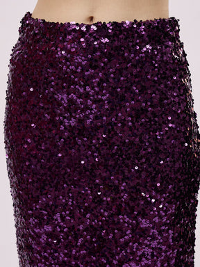 Purple Sequin Pencil Skirt-SASSAFRAS