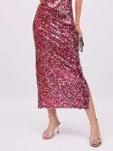 Pink Sequin Pencil Skirt-SASSAFRAS