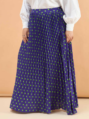 Purple Polka Dot Accordion Pleated Maxi Skirt -SASSAFRAS Curve