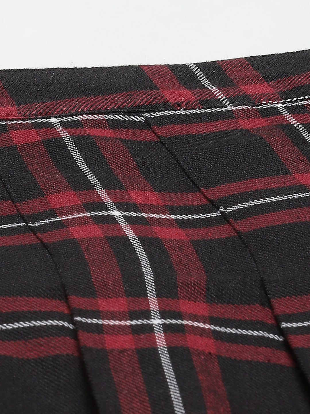 Black Plaid Check Mini Skirt