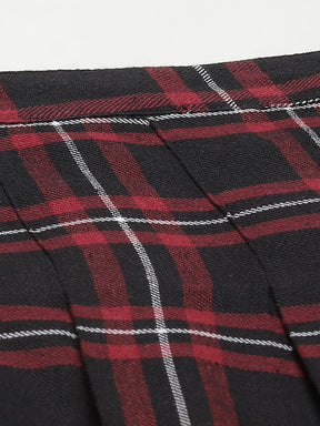 Black Plaid Check Mini Skirt