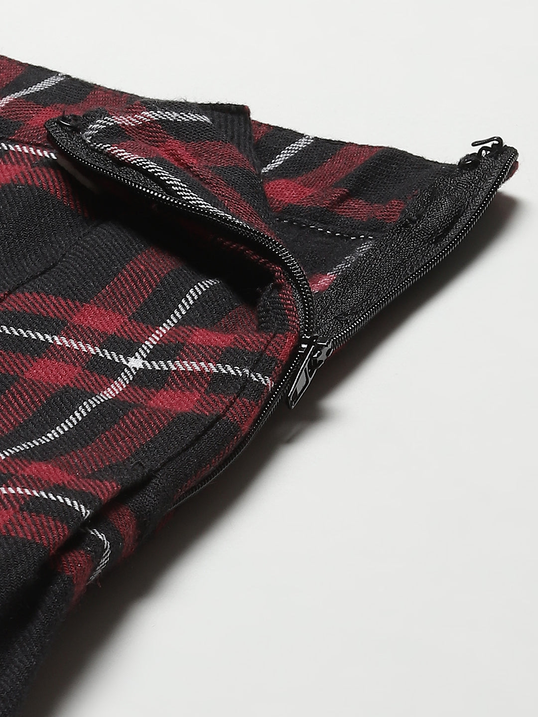 Black Plaid Check Mini Skirt