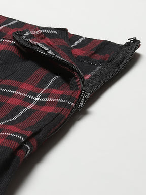 Black Plaid Check Mini Skirt