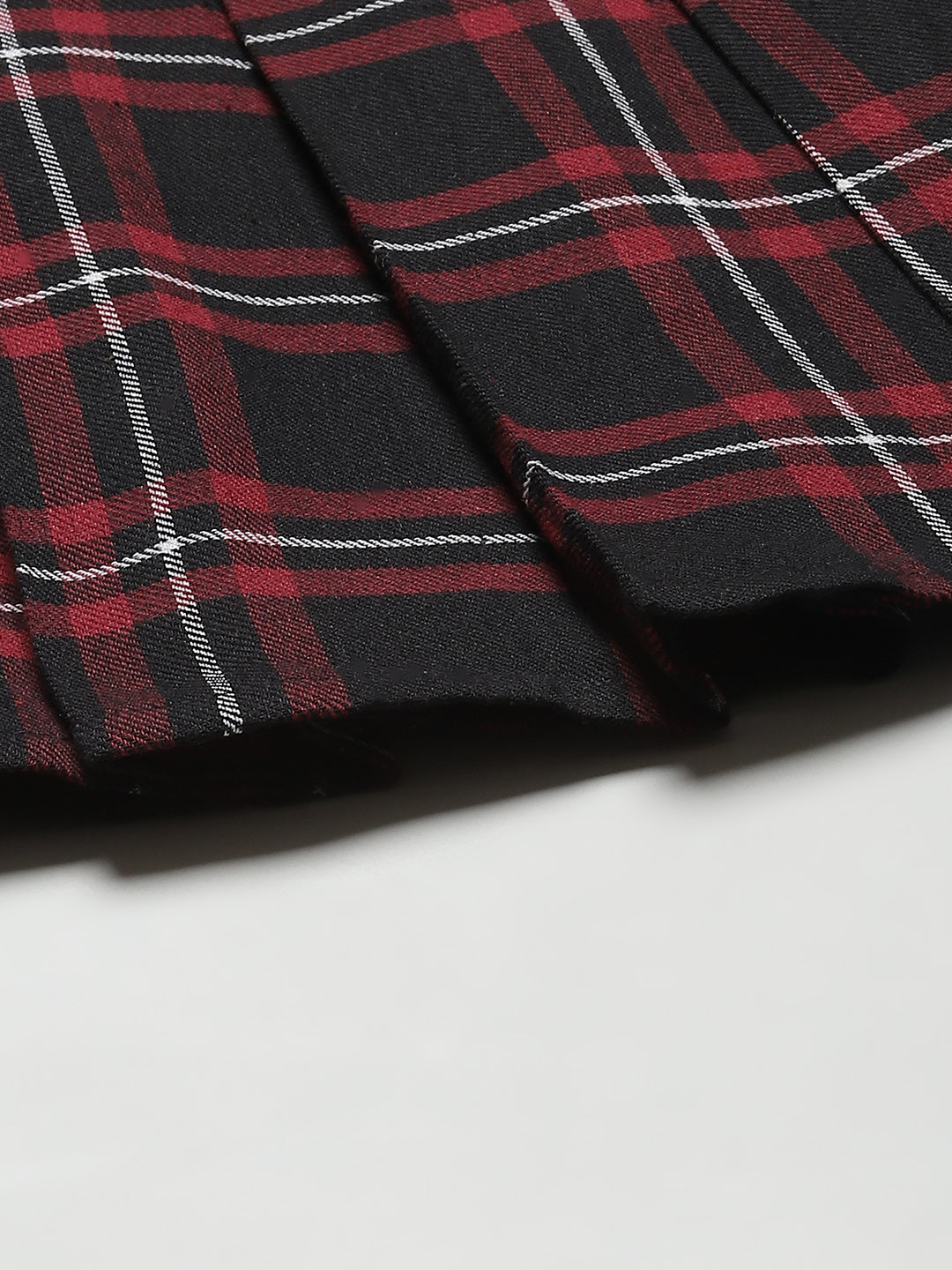 Black Plaid Check Mini Skirt