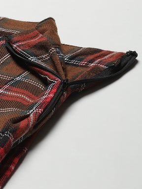 Brown Plaid Check Mini Skirt