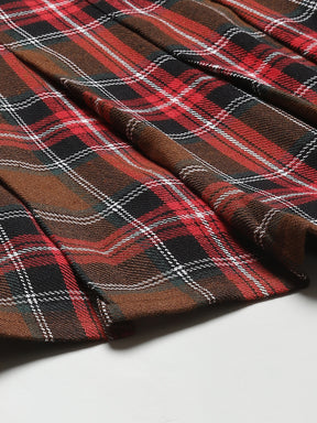 Brown Plaid Check Mini Skirt