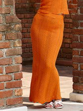 Orange Crochet Straight Maxi Skirt-SASSAFRAS