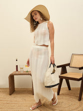 Off-White Crochet Straight Maxi Skirt-SASSAFRAS