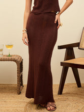 Brown Crochet Straight Maxi Skirt-SASSAFRAS
