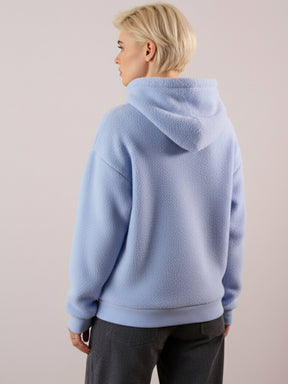 Blue Hooded Faux Fur Sweatshirt-SASSAFRAS